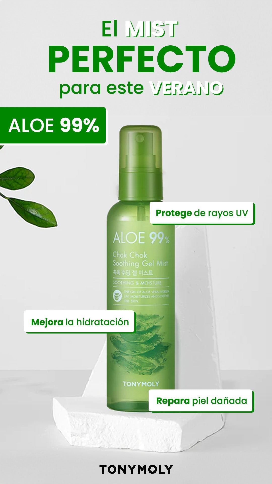 Bruma facial calmante de Aloe vera 99% Chok Chok