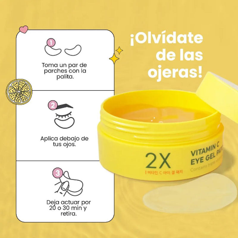 Parches de gel aclarantes y anti arrugas para ojos 2x Vitamina C